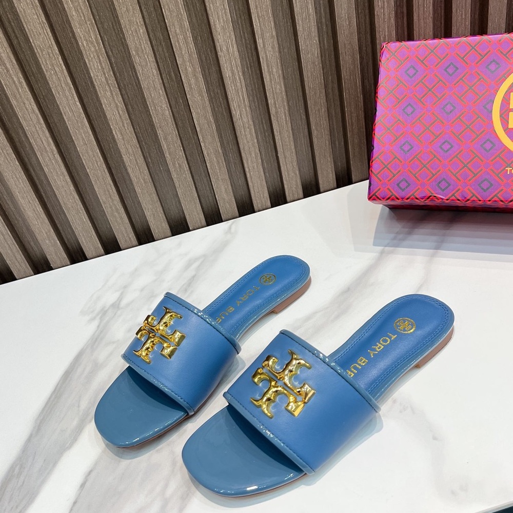 Tory Burch Eleanor Blue Slides, Suitable for Summer Outdoor Wear - Picture 3 of 8